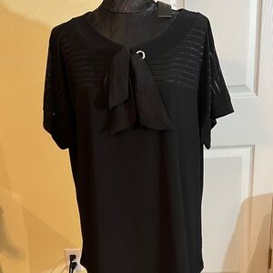 Chic Black Women's Blouse with Bow Detail